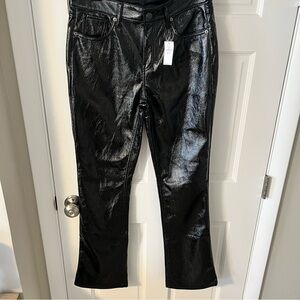 NWT Gap Mid Rise Vegan Patent Leather Baby Boot Pants Black Size 8